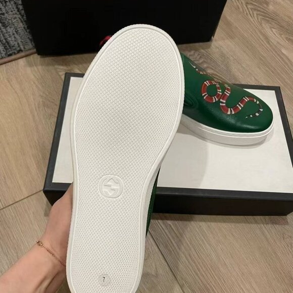 NIB Authentic GUCCI Dublin Snake Print Leather Slip On Sneaker - Picture 6 of 7